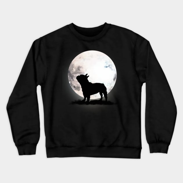 French Bulldog Dog Frenchie Bulldog and moon Crewneck Sweatshirt by Collagedream